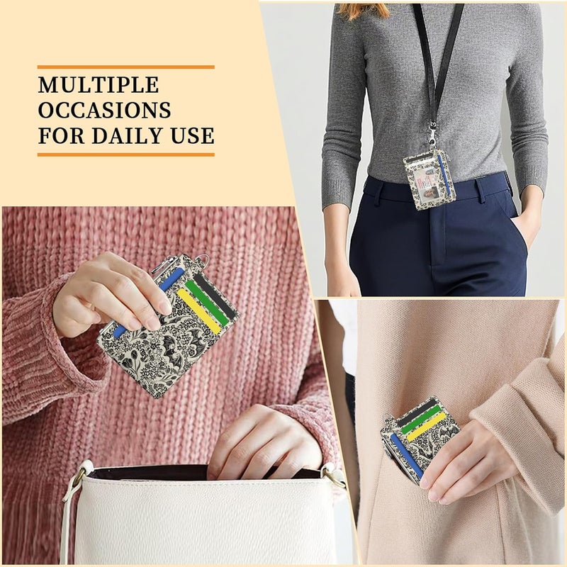 Hancynir Goth Bat Floral Slim Wallet Women Credit Card Holder Gothic Flower RFID Blocking Small Cute Card Wallets Mini Front Pocket PU Leather Thin Travel Zipper Coin Cash Ladies Female Wallet Gifts - Image 3